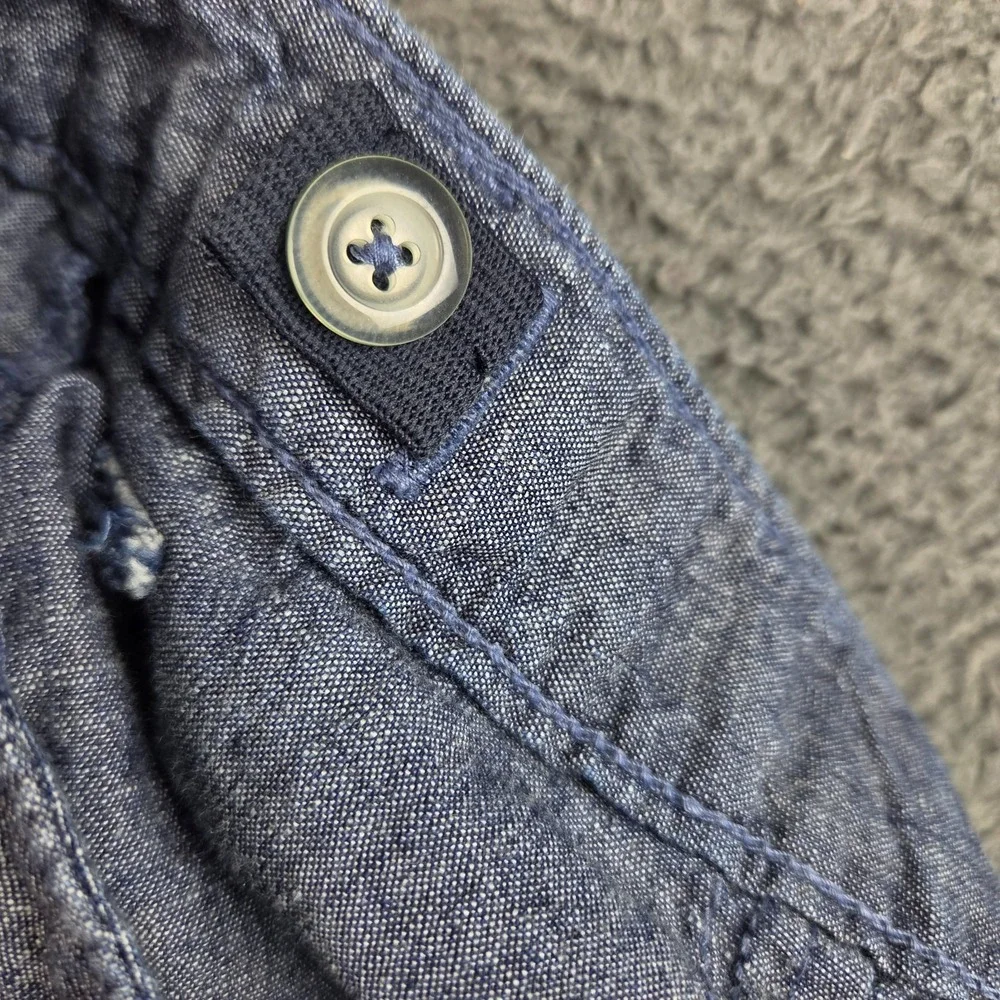 Old Navy Chambray Belted Shorts Women's 14 Blue Adjustable Waist Cotton